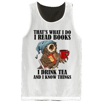 Owl I Read Books Drink Tea Know Things Funny Mesh Reversible Basketball Jersey Tank