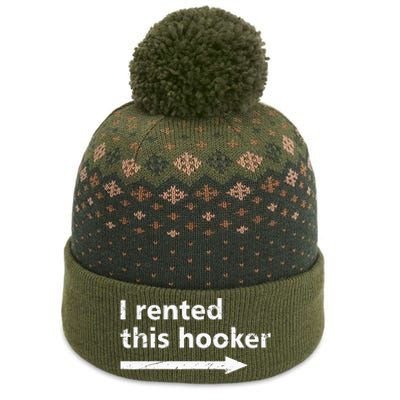 Offensive I Rented This Hooker Funny Adult Humor Saying The Baniff Cuffed Pom Beanie