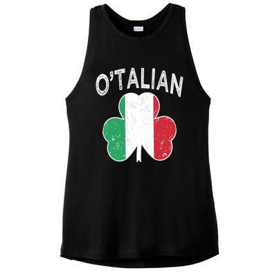 O'talian Italian St Patrick's Day Italia Flag Shamrock Gift Ladies PosiCharge Tri-Blend Wicking Tank