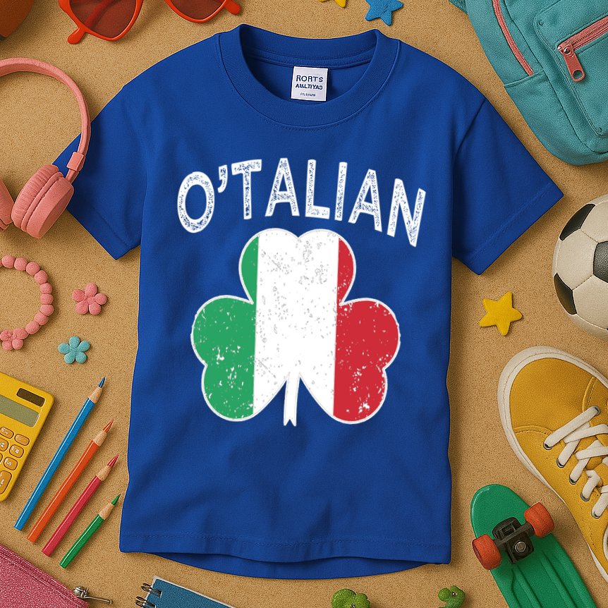 O'talian Italian St Patrick's Day Italia Flag Shamrock Gift Kids T-Shirt