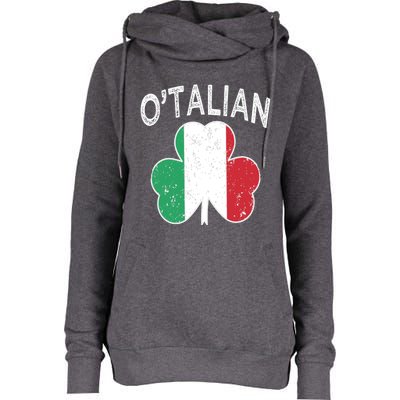 O'talian Italian St Patrick's Day Italia Flag Shamrock Gift Womens Funnel Neck Pullover Hood