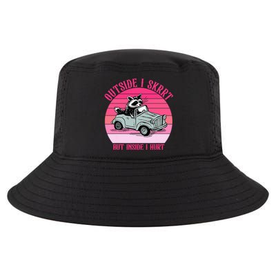 Outside I Skrrt But Inside I Hurt Funny Racoon Vintage Design Cool Comfort Performance Bucket Hat