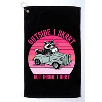 Outside I Skrrt But Inside I Hurt Funny Racoon Vintage Design Golf Towel