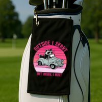 Outside I Skrrt But Inside I Hurt Funny Racoon Vintage Design Golf Towel