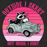 Outside I Skrrt But Inside I Hurt Funny Racoon Vintage Design Golf Towel