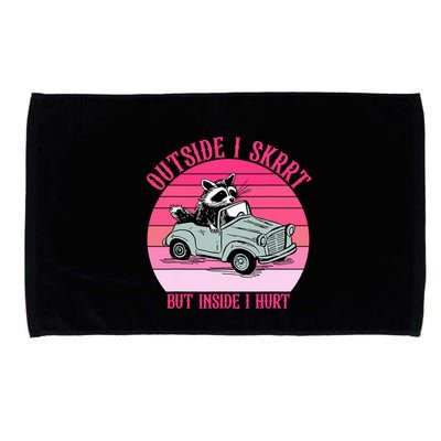 Outside I Skrrt But Inside I Hurt Funny Racoon Vintage Design Microfiber Hand Towel