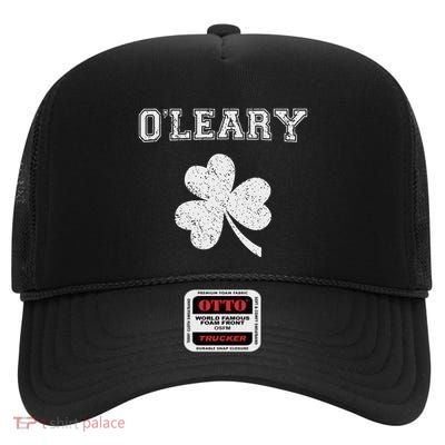 OLeary Irish Shamrock Family Surname Retro High Crown Mesh Back Trucker Hat