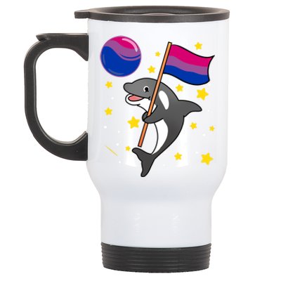 Orca In Space Bisexual Pride Gift Stainless Steel Travel Mug