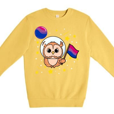 Owl In Space Bisexual Pride Gift Premium Crewneck Sweatshirt