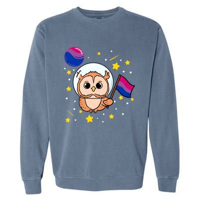 Owl In Space Bisexual Pride Gift Garment-Dyed Sweatshirt