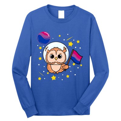 Owl In Space Bisexual Pride Gift Long Sleeve Shirt