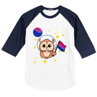 Owl In Space Bisexual Pride Gift Baseball Sleeve Shirt