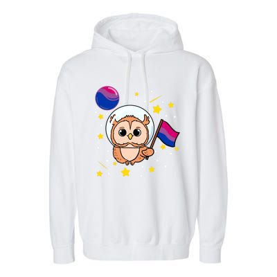 Owl In Space Bisexual Pride Gift Garment-Dyed Fleece Hoodie