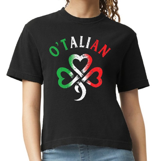 O'talian Italian St Patrick's Day Italia Flag Shamrock Comfort Colors Boxy T-Shirt