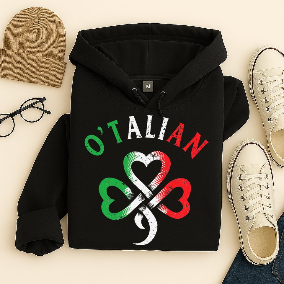 O'talian Italian St Patrick's Day Italia Flag Shamrock Hoodie