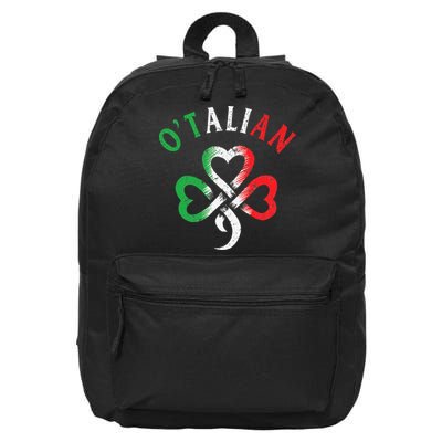 O'talian Italian St Patrick's Day Italia Flag Shamrock 16 in Basic Backpack