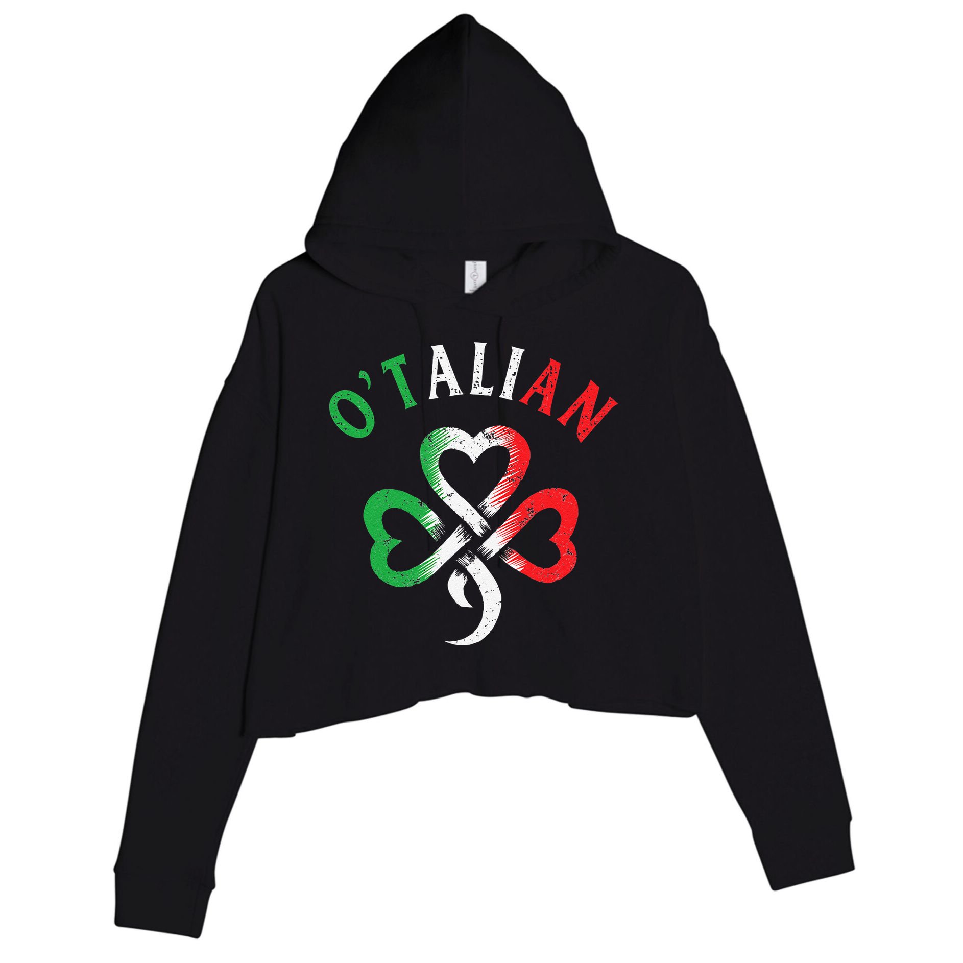 O'talian Italian St Patrick's Day Italia Flag Shamrock Crop Fleece Hoodie