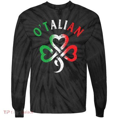 O'talian Italian St Patrick's Day Italia Flag Shamrock Tie-Dye Long Sleeve Shirt