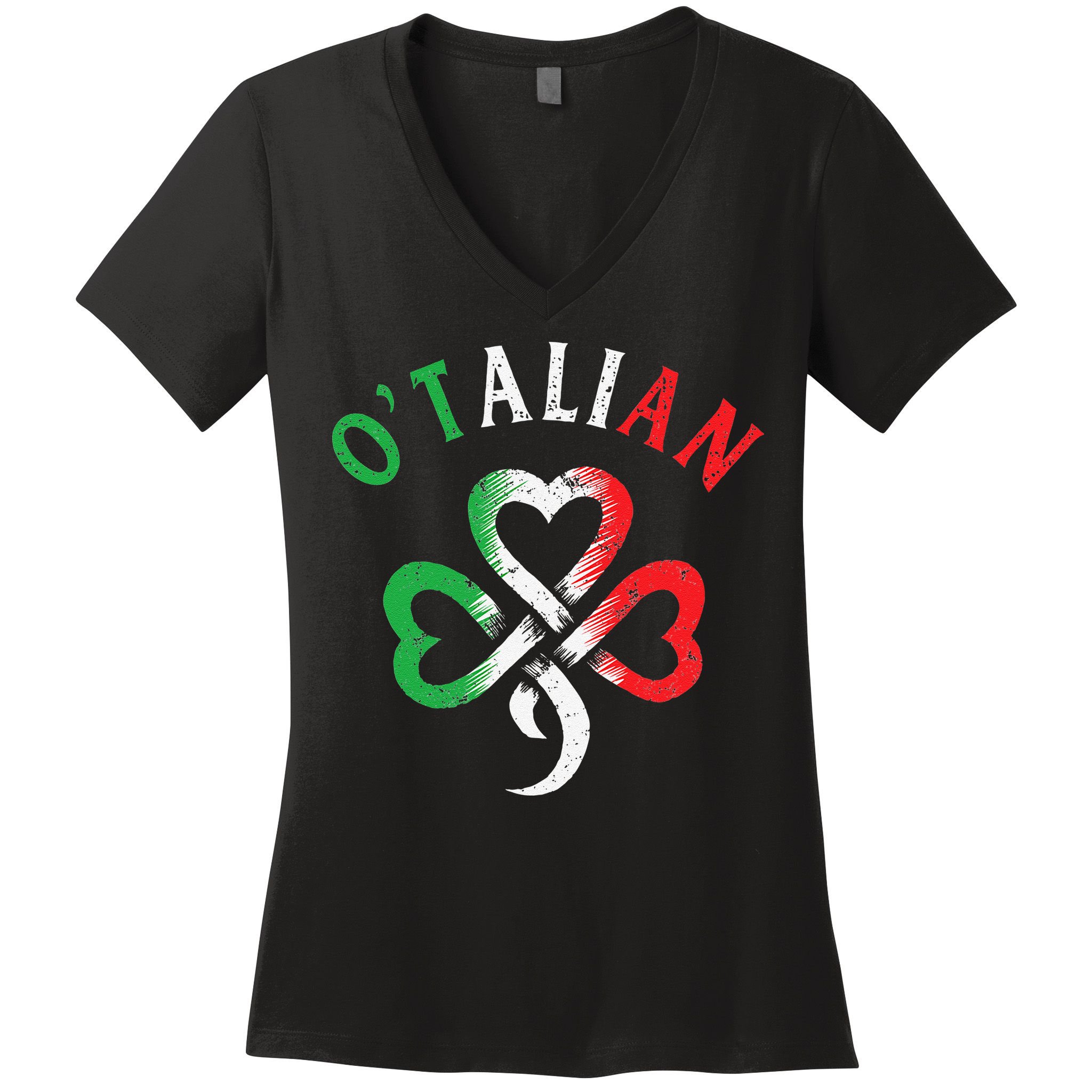 O'talian Italian St Patrick's Day Italia Flag Shamrock Women's V-Neck T-Shirt