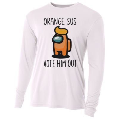 Orange Is Sus Vote Him Out Cooling Performance Long Sleeve Crew