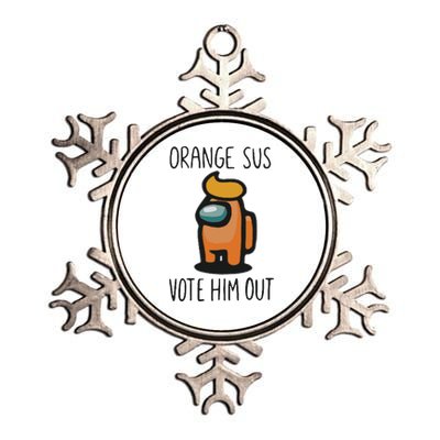 Orange Is Sus Vote Him Out Metallic Star Ornament