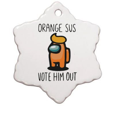 Orange Is Sus Vote Him Out Ceramic Star Ornament