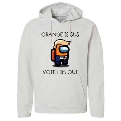 Orange Is Sus Vote Him Out Performance Fleece Hoodie