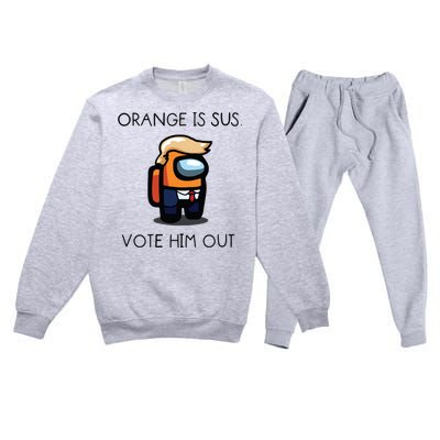 Orange Is Sus Vote Him Out Premium Crewneck Sweatsuit Set