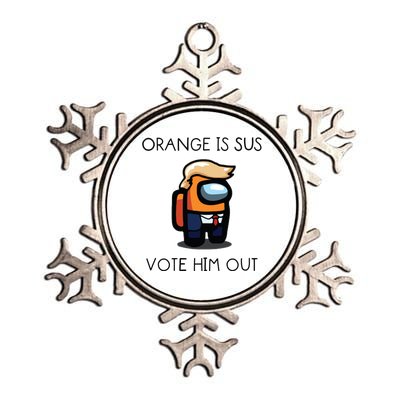 Orange Is Sus Vote Him Out Metallic Star Ornament