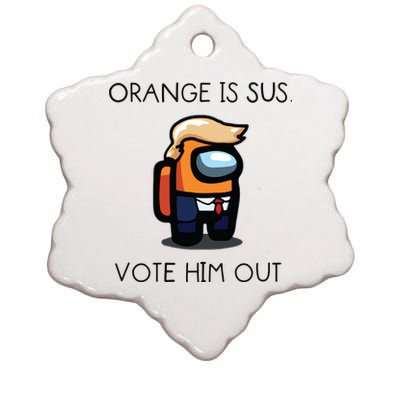 Orange Is Sus Vote Him Out Ceramic Star Ornament