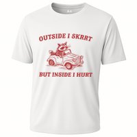 Outside I Skrrt Inside I Hurt Raccoon Cooling Performance Crew T-Shirt