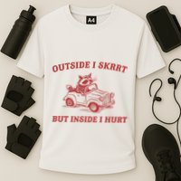 Outside I Skrrt Inside I Hurt Raccoon Cooling Performance Crew T-Shirt