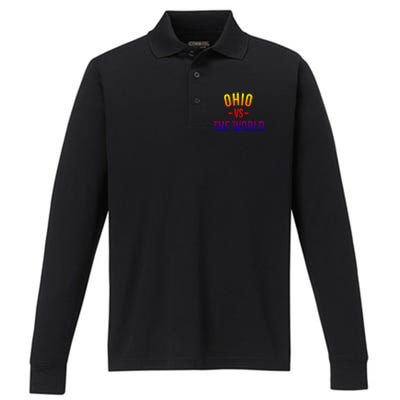 Ohio Is Taking Over The World Meme Cool Gift Ohio Vs The World Gift Performance Long Sleeve Polo