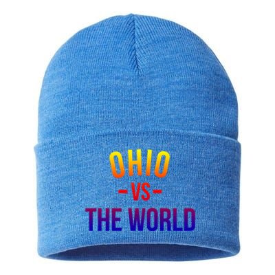 Ohio Is Taking Over The World Meme Cool Gift Ohio Vs The World Gift Sustainable Knit Beanie