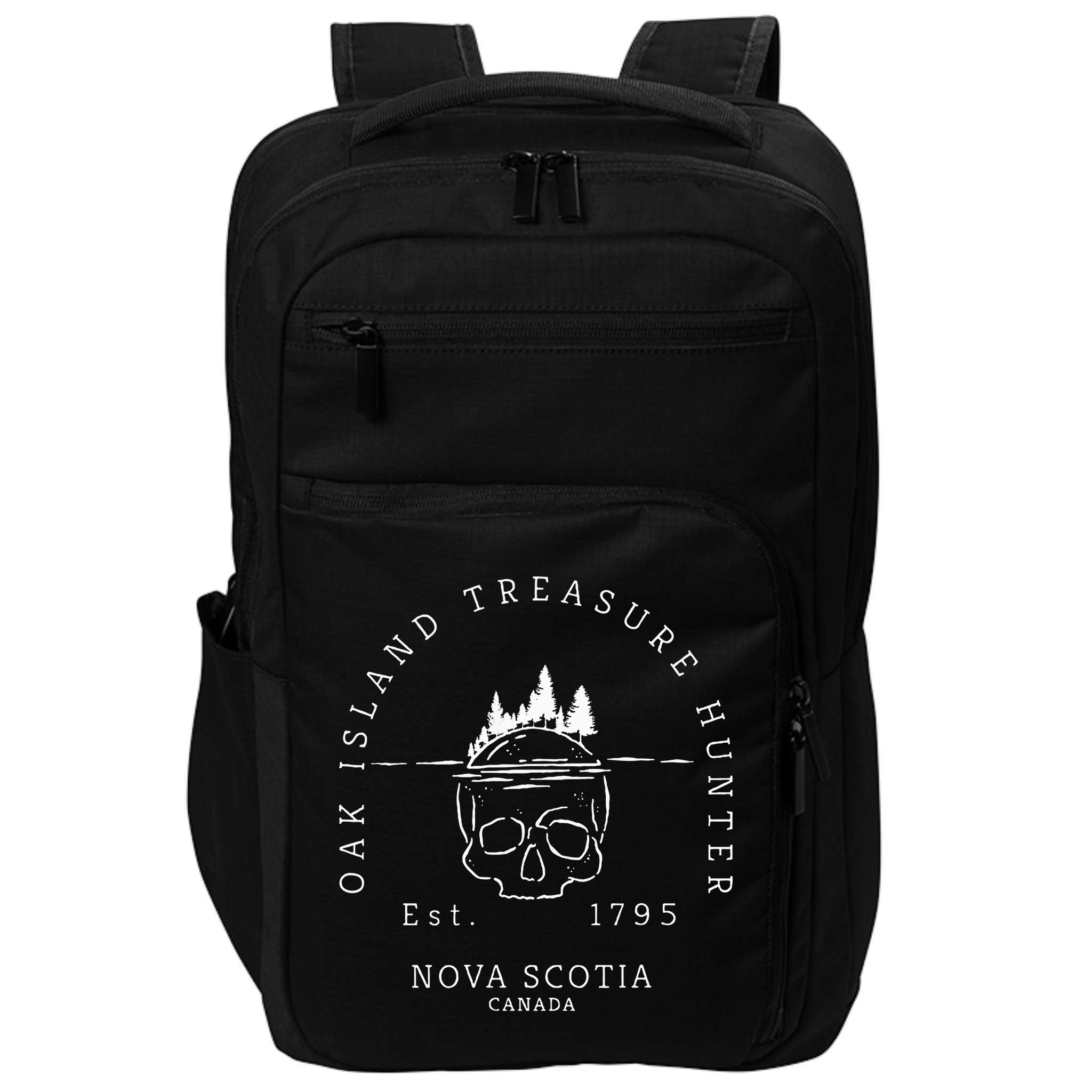 Oak Island Treasure Hunter Skull Gift Impact Tech Backpack