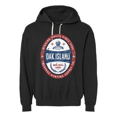 Oak Island Treasure Hunting Retro Templar Knight Treasure Garment-Dyed Fleece Hoodie