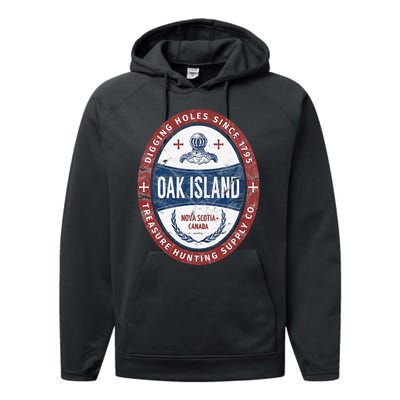 Oak Island Treasure Hunting Retro Templar Knight Treasure Performance Fleece Hoodie