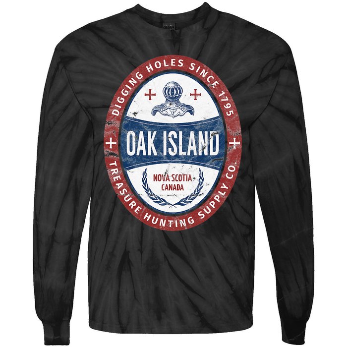 Oak Island Treasure Hunting Retro Templar Knight Treasure Tie-Dye Long Sleeve Shirt