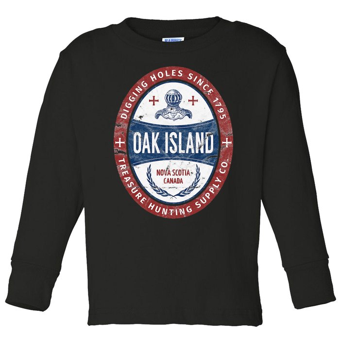 Oak Island Treasure Hunting Retro Templar Knight Treasure Toddler Long Sleeve Shirt