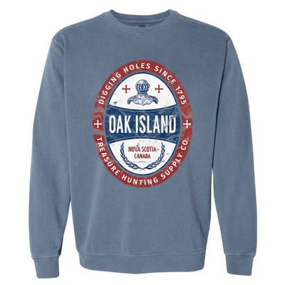 Oak Island Treasure Hunting Retro Templar Knight Treasure Garment-Dyed Sweatshirt