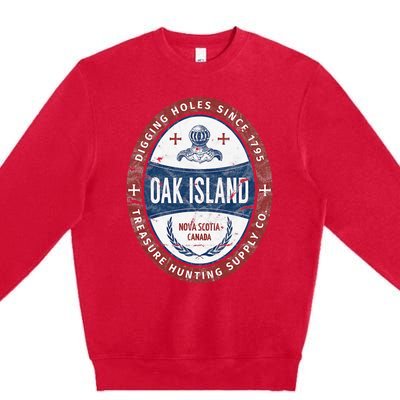 Oak Island Treasure Hunting Retro Templar Knight Treasure Premium Crewneck Sweatshirt