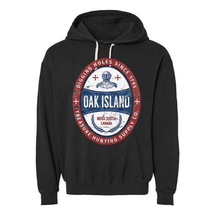 Oak Island Treasure Hunting Retro Templar Knight Treasure Gi Garment-Dyed Fleece Hoodie