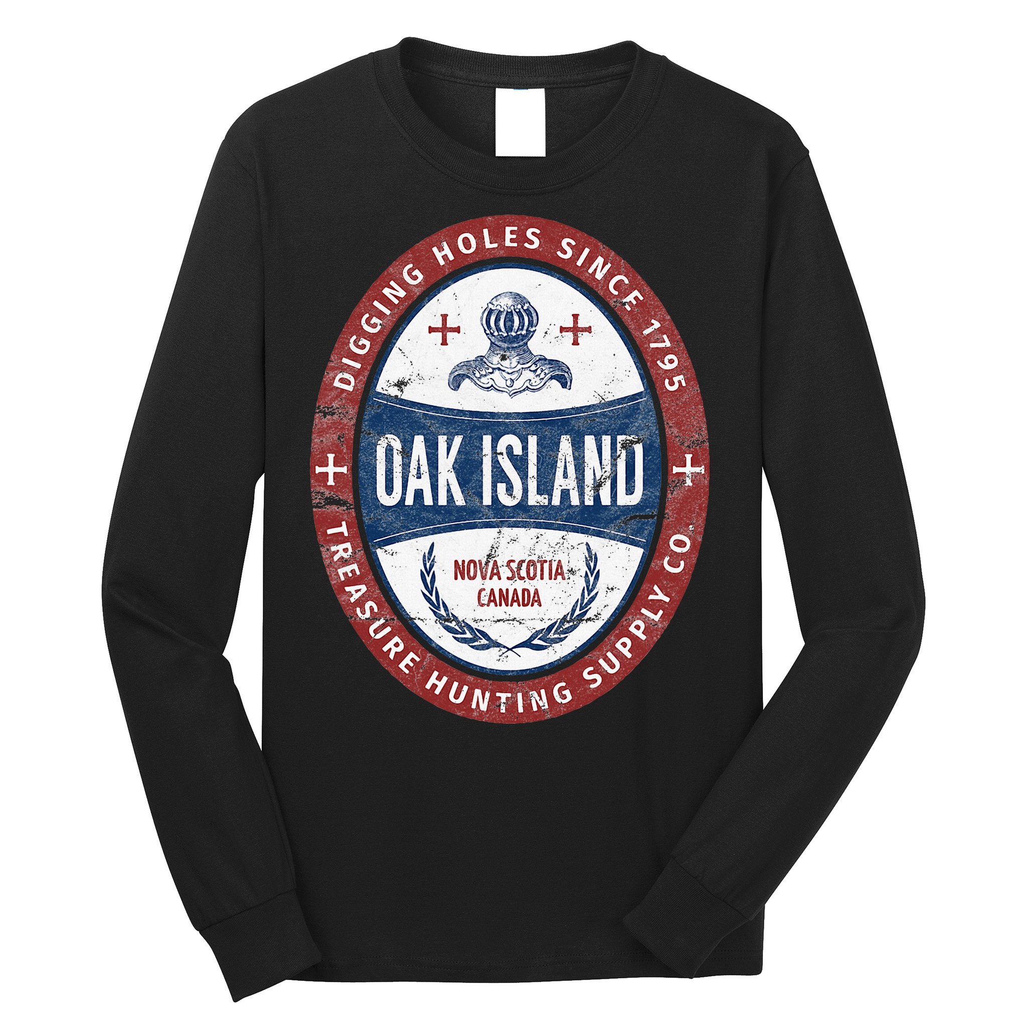Oak Island Treasure Hunting Retro Templar Knight Treasure Gi Long Sleeve Shirt