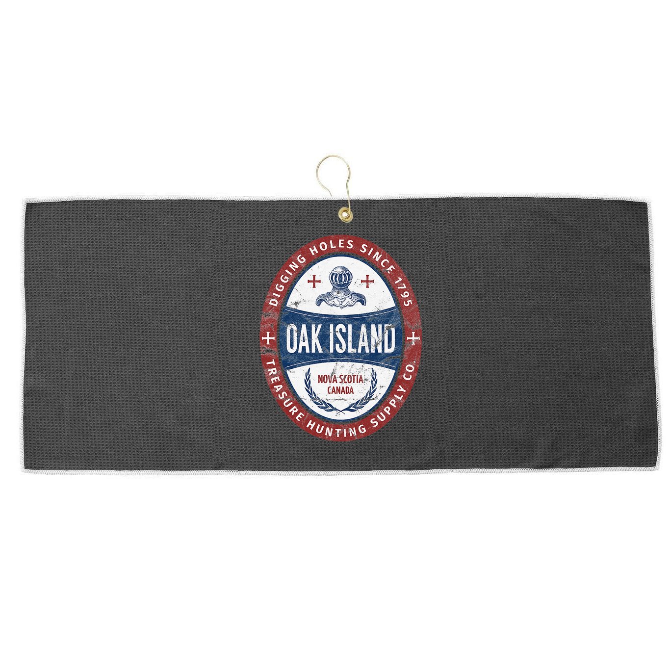 Oak Island Treasure Hunting Retro Templar Knight Treasure Gi Large Microfiber Waffle Golf Towel