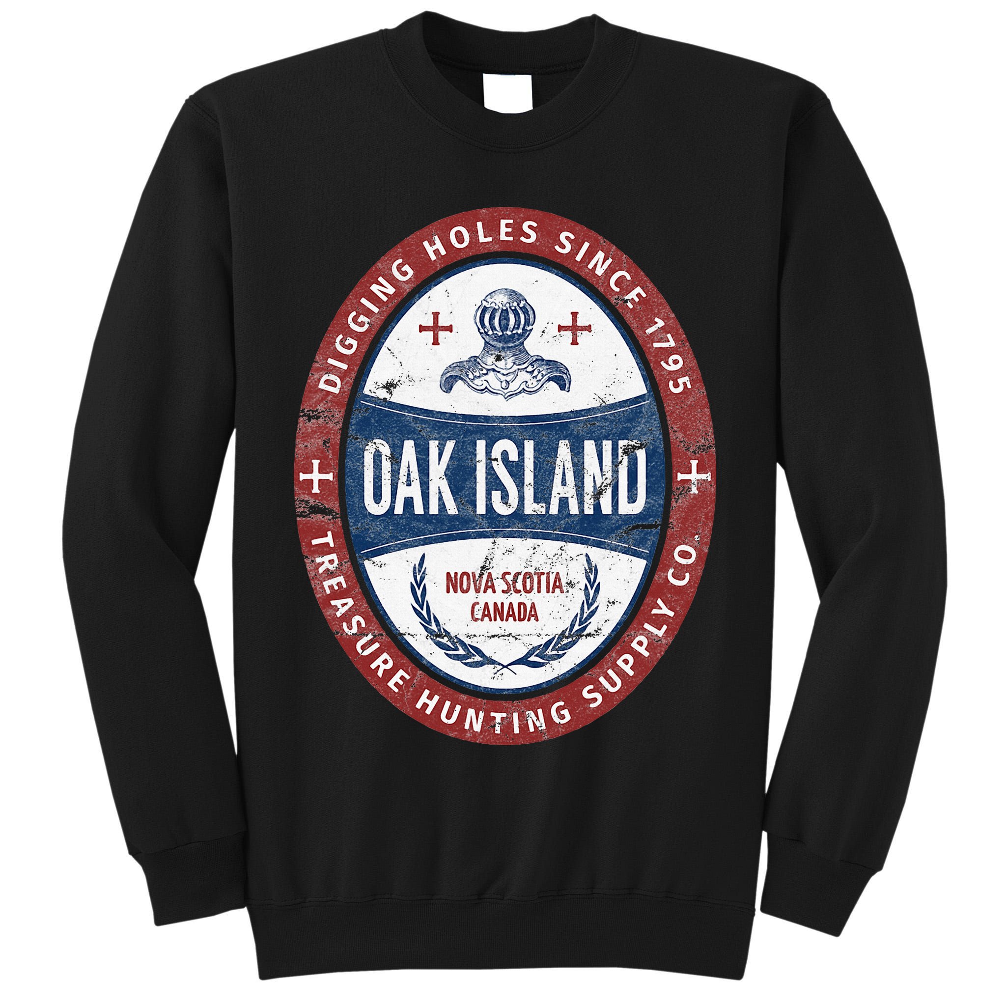 Oak Island Treasure Hunting Retro Templar Knight Treasure Gi Tall Sweatshirt