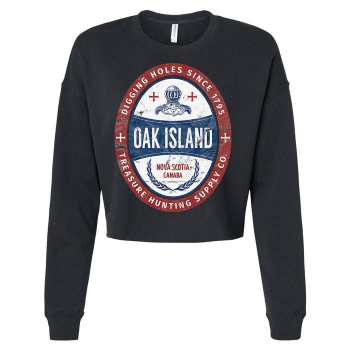 Oak Island Treasure Hunting Retro Templar Knight Treasure Gi Cropped Pullover Crew
