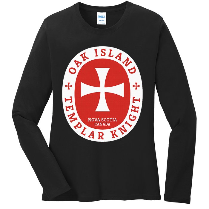 Oak Island Templar Knights Treasure Ladies Long Sleeve Shirt