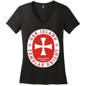 Oak Island Templar Knights Treasure Women's V-Neck T-Shirt