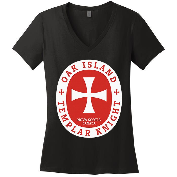 Oak Island Templar Knights Treasure Women's V-Neck T-Shirt