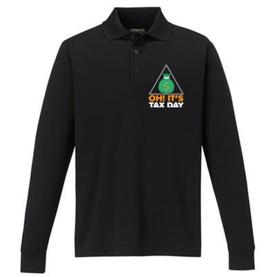 Oh! It's Tax Day T Design Performance Long Sleeve Polo